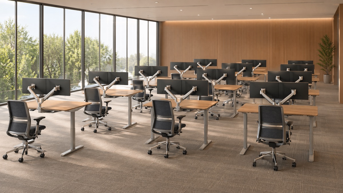 AI-rendered workstation area